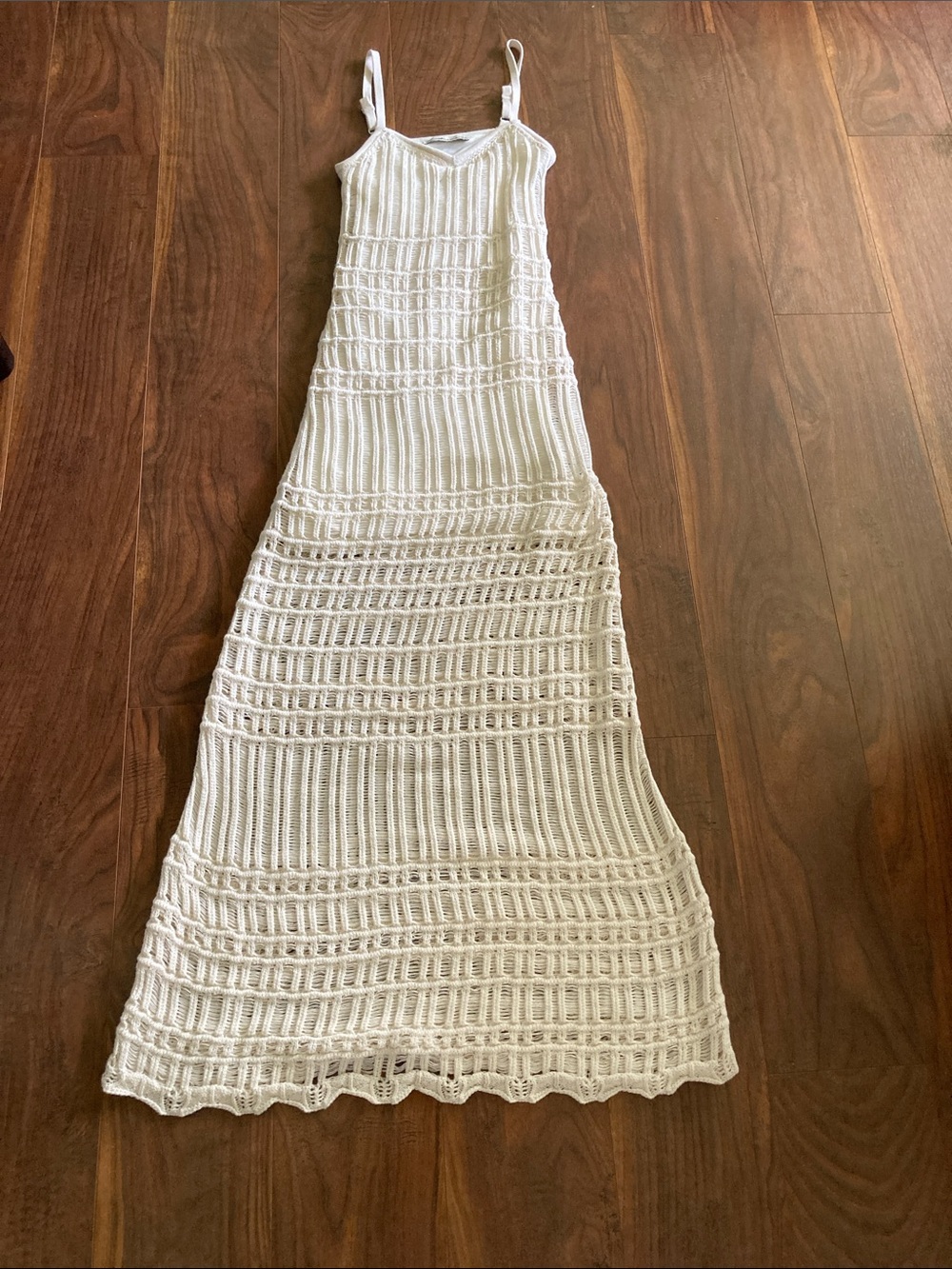 Abercrombie & Fitch Cream Crochet Maxi Dress with Spaghetti Straps